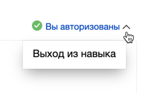 Расположение кнопки для выхода из навыка на вкладке Тестирование
