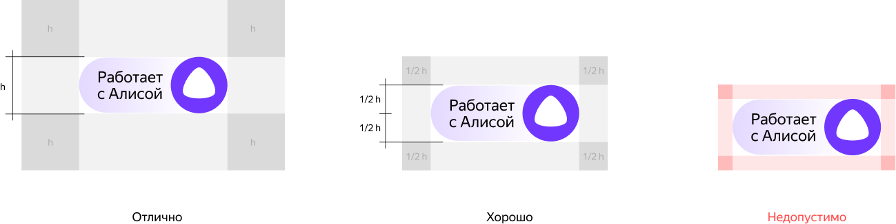 Минимальные отступы от краев для бейджа