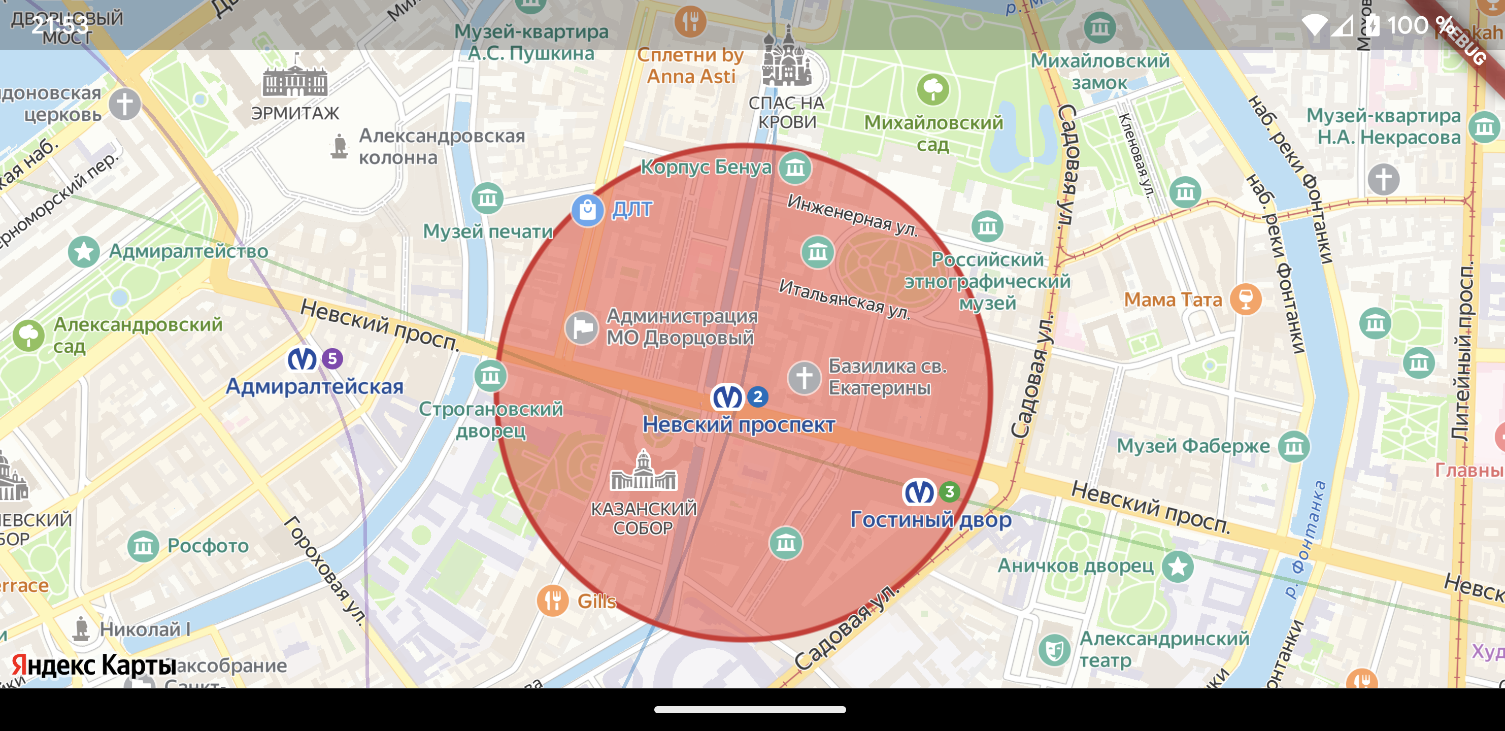 Карта с кругом