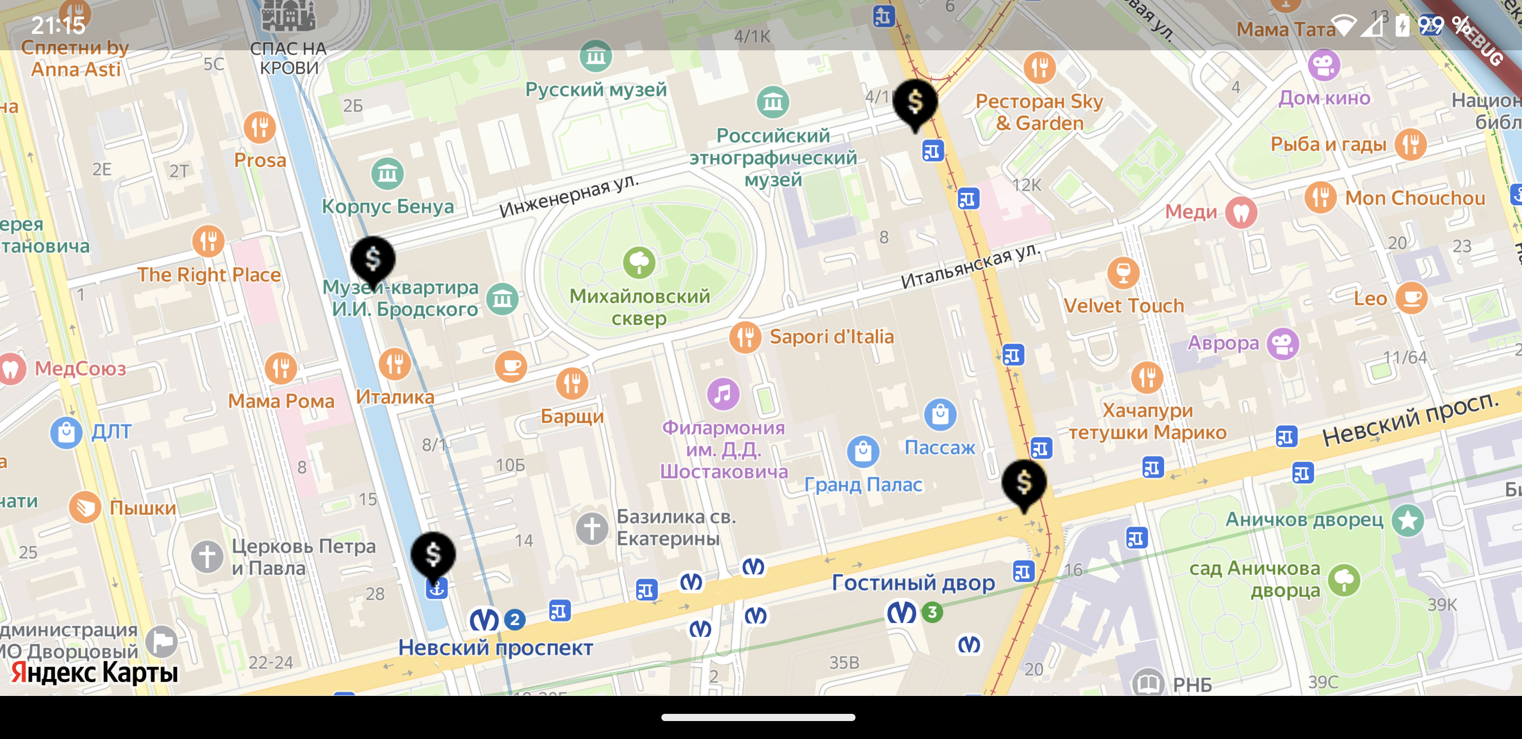 Карта с коллекцией меток