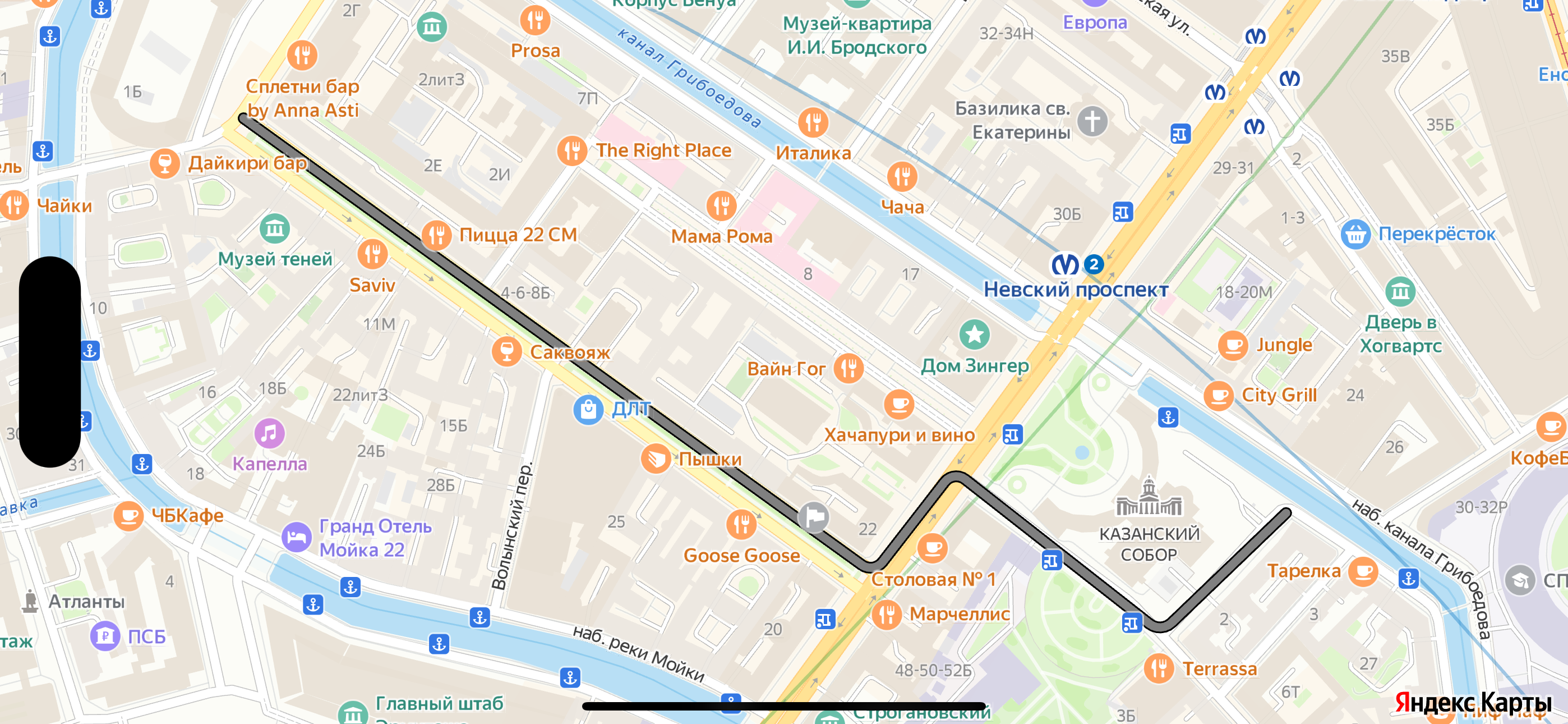 Карта с добавленной полилинией