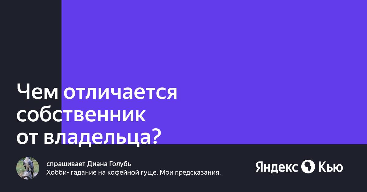 Чем отличается собственник от владельца. Чем отличается собственник от владельца
