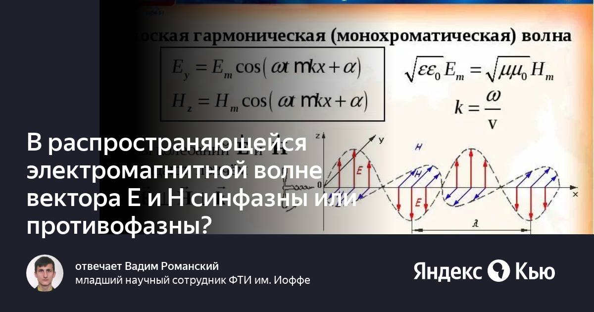 В электромагнитной волне вектор в